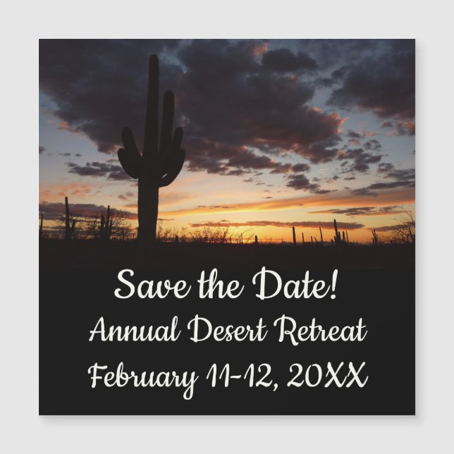 Saguaro Sunset III Arizona Wüste Save the Date Magnetkarte (Vorderseite)