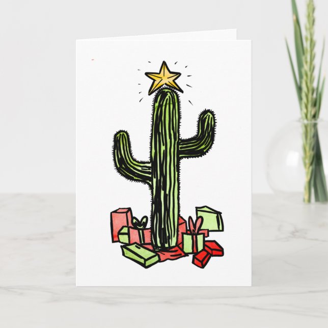 Saguaro Tree Weihnachtskarte Feiertagskarte (Vorderseite)