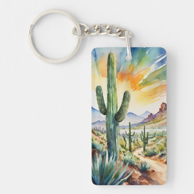 Saguaro Watercolor Schlüsselanhänger (Vorderseite)