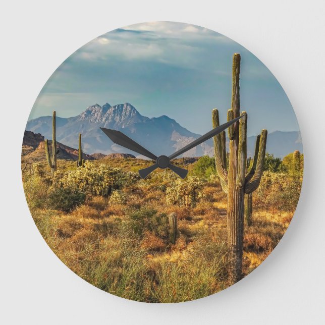Saguaros Arizona Wüste Vier Gipfel Aussicht auf di Große Wanduhr (Vorderseite)