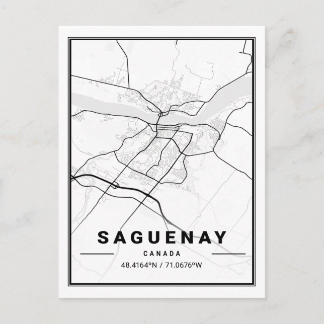 Saguenay Quebec Canada Travel City Map Postkarte (Vorderseite)