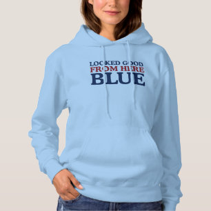 Sah von hier aus gut aus Blau Lustige Baseball-Mut Hoodie