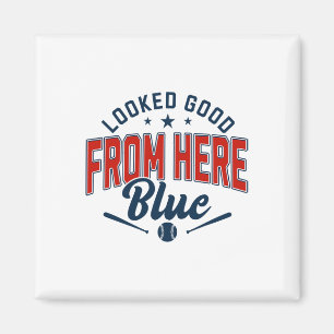 Sah von hier aus gut aus Blau Lustiges Softll Game Magnet