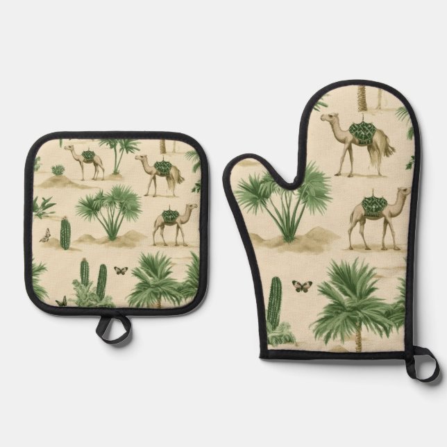 "Sahara Camel Kitchen Set" Ofenhandschuh & Topflappen-Set (Vorderseite)