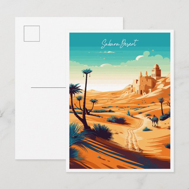 Sahara Desert Africa Vintage-Illustration Postkarte (Vorne/Hinten)