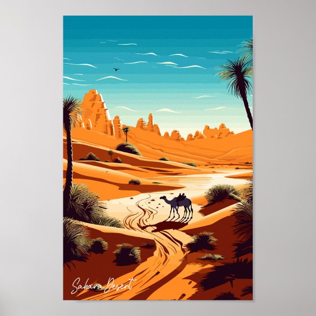 Sahara Desert Travel Art Vintag Illustration Poster (Vorne)