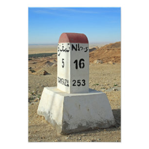 Sahara-Meilenstein, Tunesien Fotodruck
