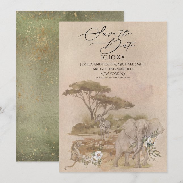 Sahara Savanna Tier Einladung (Vorne/Hinten)