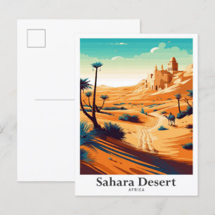 Sahara-Wüste Afrika Vintage-Reiseillustration Postkarte