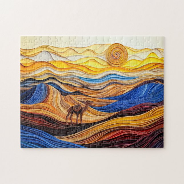 Sahara-Wüsten-Szene mit Dromedar (Horizontal)