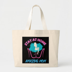 Sahm Bleibe bei Zuhause Mama rosa & blau Trendy De Jumbo Stoffbeutel