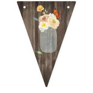 SahneblumenWeckglaswoodgrain-Land-Hochzeit Wimpelkette