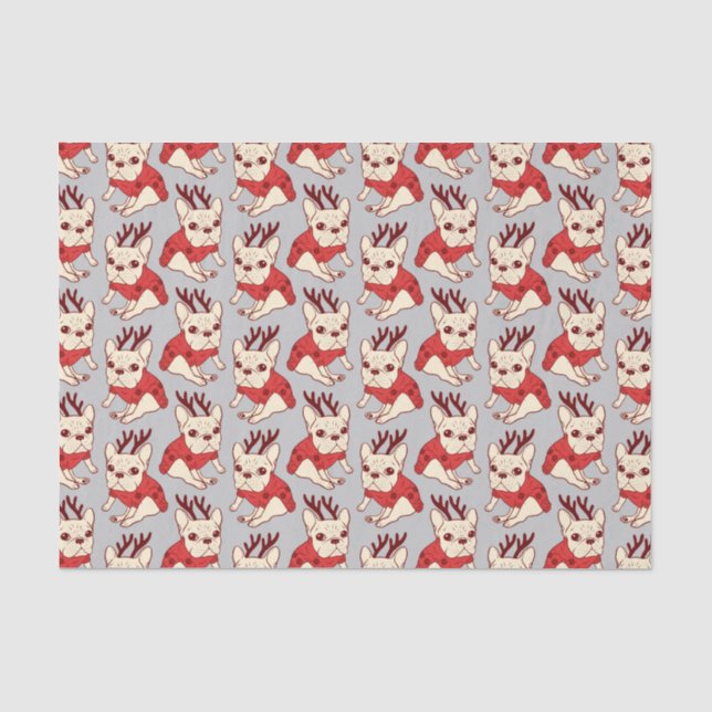 SahneFrenchie in der Weihnachtsstrickjacke Seidenpapier (Vorderseite)