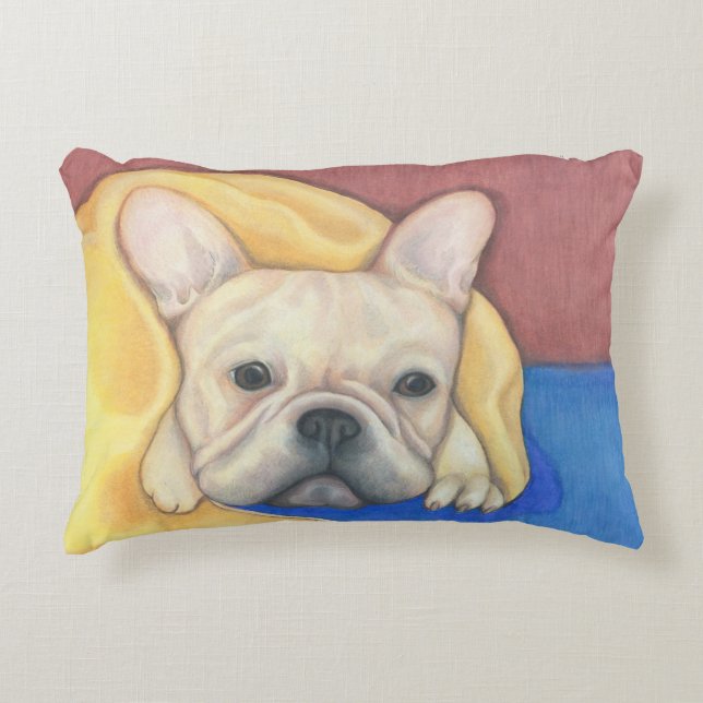 Sahnekissen der französischen Bulldogge Zierkissen (Vorderseite)