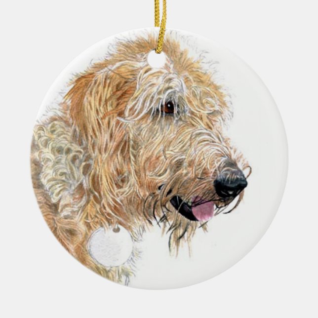Sahnelabradoodle Keramikornament (Vorne)