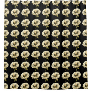 Sahnemohnblumen-Blume auf schwarzem Hintergrund Duschvorhang