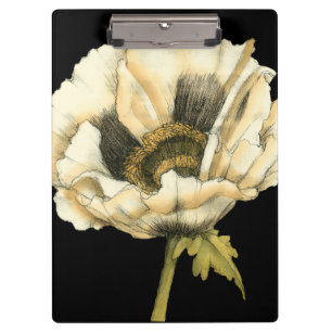 Sahnemohnblumen-Blume auf schwarzem Hintergrund Klemmbrett