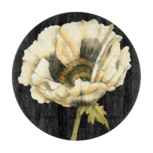 Sahnemohnblumen-Blume auf schwarzem Hintergrund Schneidebrett