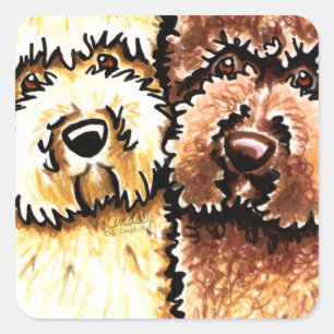 Sahneschokolade Labradoodles Quadratischer Aufkleber
