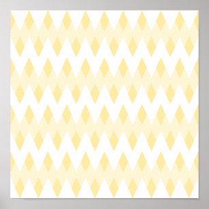 Sahniges gelbes Zickzack-Muster mit Diamant-Formen Poster