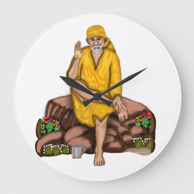 Sai Baba Clock Große Wanduhr (Vorderseite)