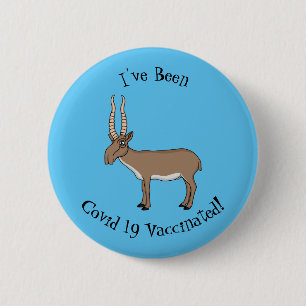 Saiga antelope Cartoon Illustration Button