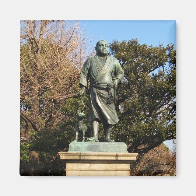 Saigo Takamori (The Last Samurai) & Hunde Statue Magnet (Vorne)