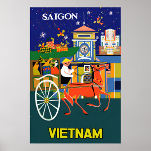 Saïgon, affiche de voyage au Vietnam