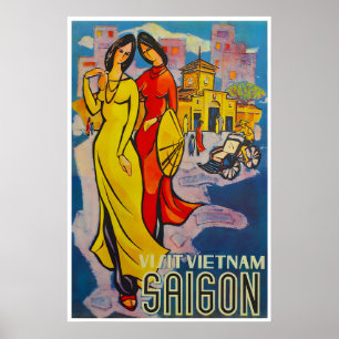 Saigon Art Vietnam Reiseplakat Vietnamesischer Dru Poster