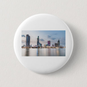 Saigon (Ho Chi Minh City) Skyline bei Sonnenunterg Button
