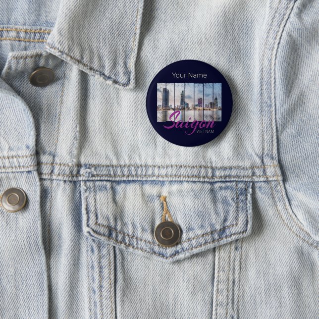 Saigon (Ho-Chi-Minh-Stadt) HCMC Vietnam Souvenir Button (Beispiel)