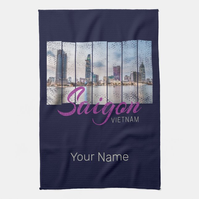 Saigon (Ho-Chi-Minh-Stadt) HCMC Vietnam Souvenir Geschirrtuch (Vertikal)