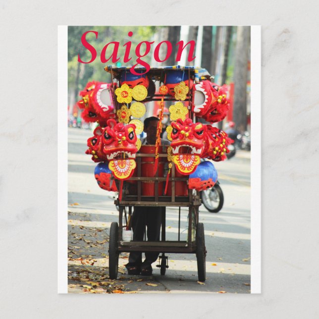 Saigon Vietnam Happy New Year Lion Dance Postkarte (Vorderseite)