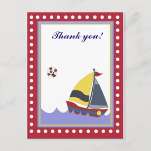 Sail Boat Red border Danke, dass Sie eine Wohnung  Dankeskarte