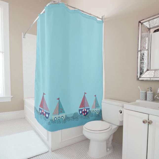Sail Boats Yacht Ocean Sailing Bathroom Duschvorhang (Beispiel)