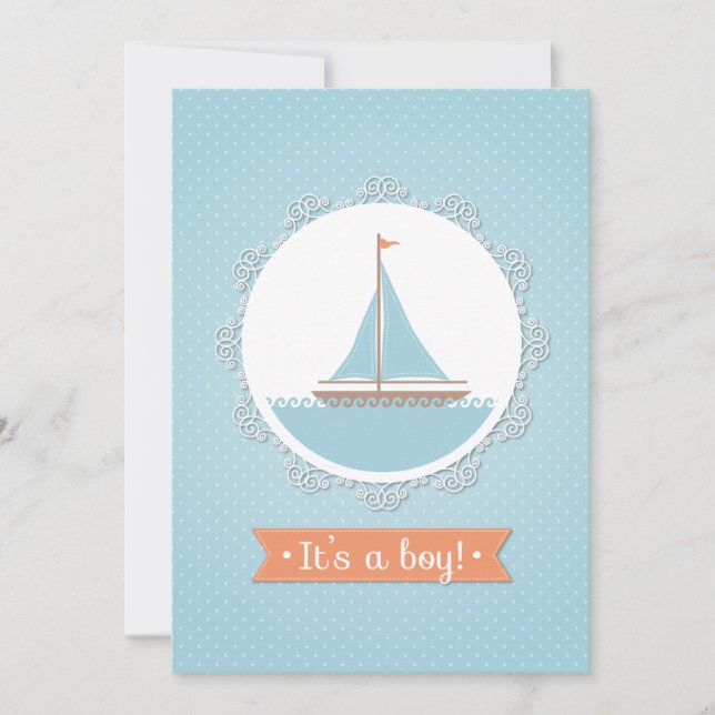 Sail Boy Baby Shower Invitation (Devant)