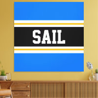 SAIL Bright Blue Schwarz-weiß Gelbe Streifen