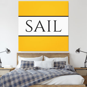 SAIL Bright Golden Yellow White Summer Streifen Leinwanddruck