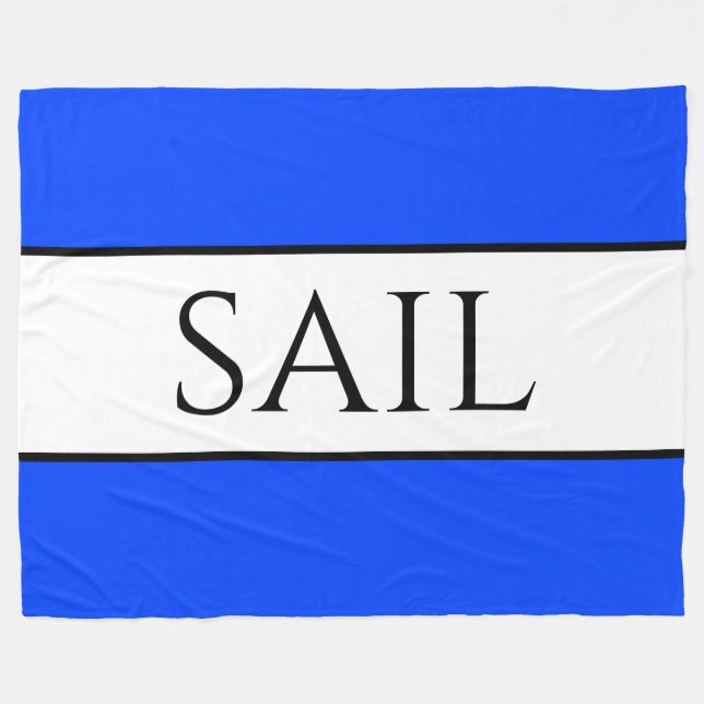 SAIL Bright Nautical Blue White Stripes Fleecedecke (Vorderseite (Horizontal))