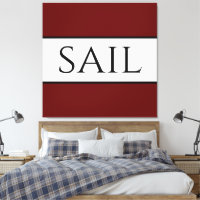 SAIL Text Bold Sporty Breit Tiefrot Weiße Streifen