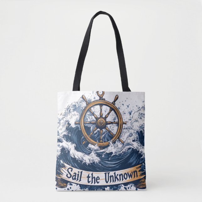 "Sail the Unknown" - Nautisch Inspiriertes Design Tasche (Vorderseite)