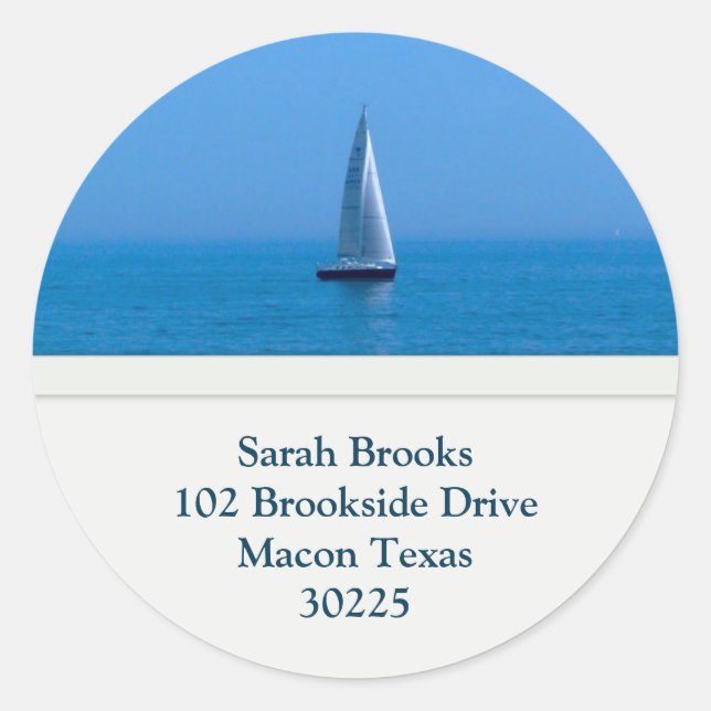 Sailboat Address Labels Runder Aufkleber (Vorderseite)