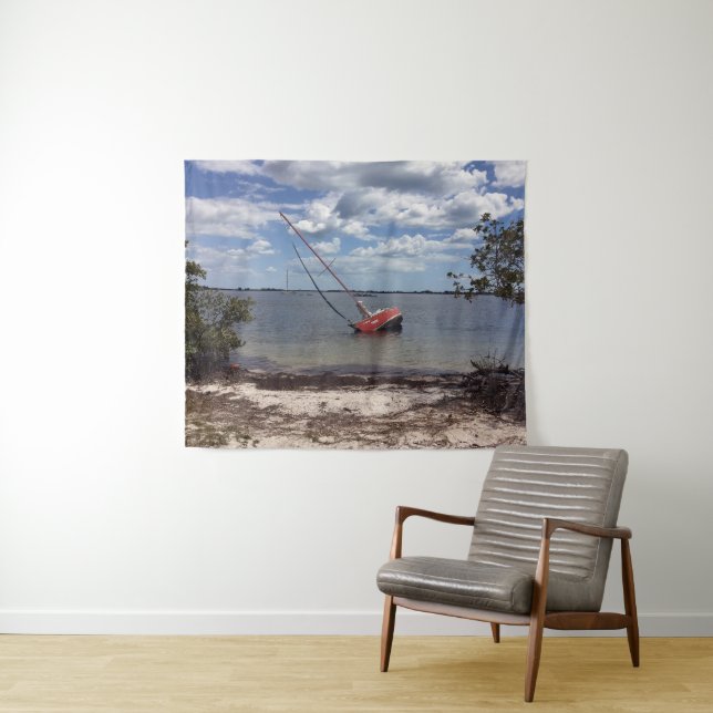 Sailboat Aground Wandteppich (Beispiel (Horizontal))
