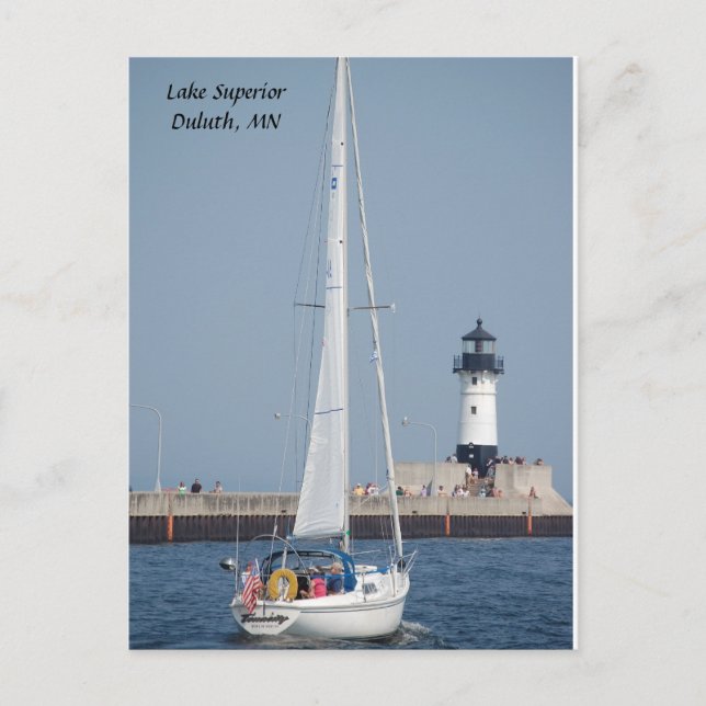 Sailboat Ahoy, Lake Superior Duluth, MN Postkarte (Vorderseite)