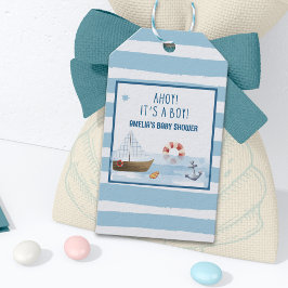 Sailboat Ahoy seine a Boy Blue Baby Dusche Gefalle Geschenkanhänger
