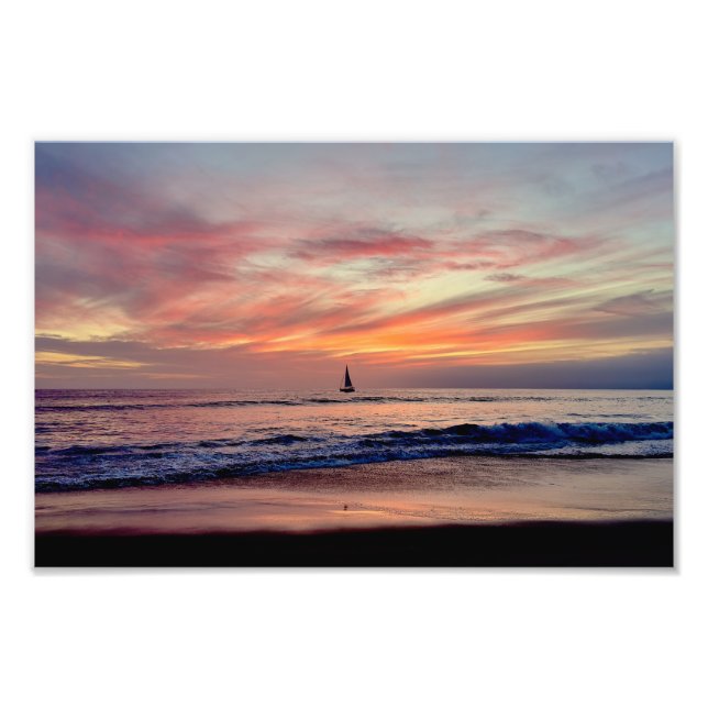 Sailboat at Sunset - Venice Beach, CA Fotodruck (Vorne)