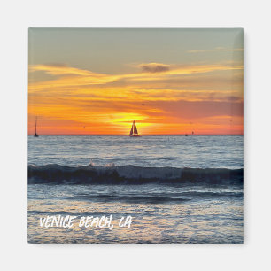 Sailboat at Sunset - Venice Beach, CA Magnet