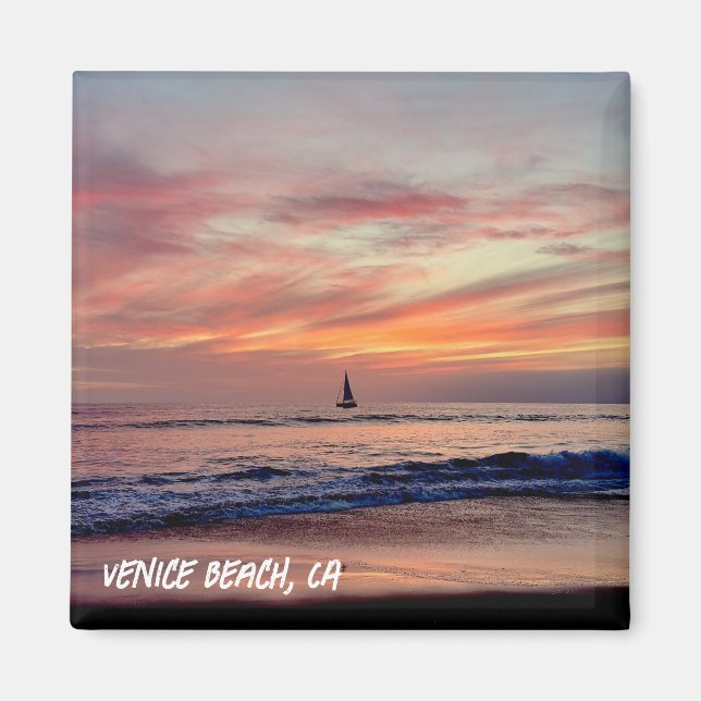 Sailboat at Sunset - Venice Beach, CA Magnet (Vorne)