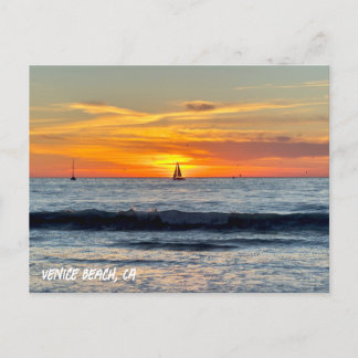 Sailboat at Sunset - Venice Beach, CA Postkarte