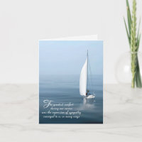 Sailboat auf Blue Water für Beileid Vielen Dank
